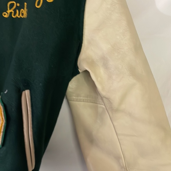 Rare Vintage 70’s Varsity Letterman Bomber Jacket Wool & Leather Size Medium - Picture 8 of 9